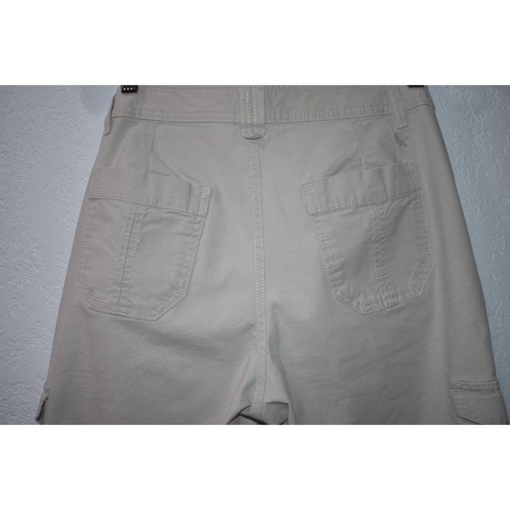 Eddie Bauer Womens 4 Khaki Cargo Capri Pants Drawstring Cuffs Stretch Cotton - Picture 3 of 16
